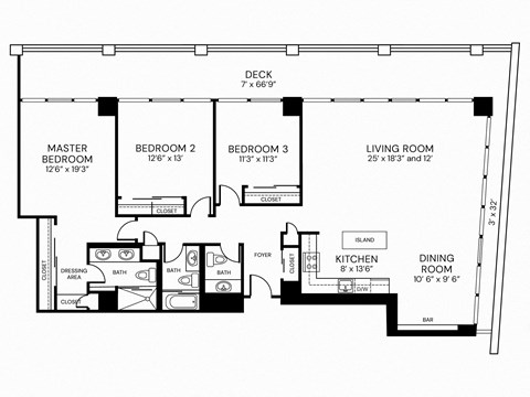 a floor plan of a house with a small floor plan with bedrooms and a living